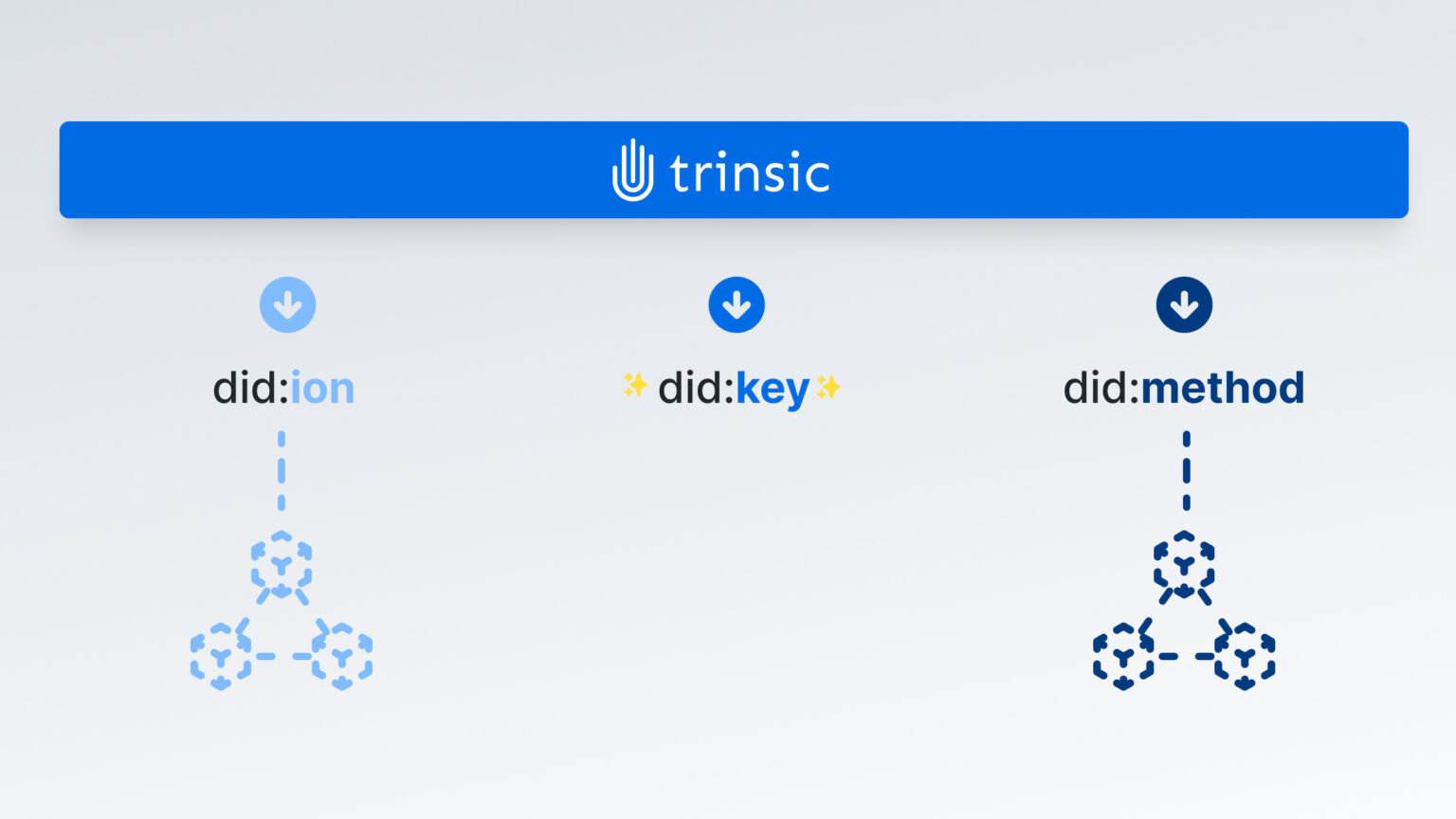 Showing different DID methods connecting to blockchains or remaining ledger-less
